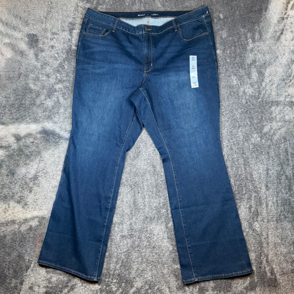 Old Navy Kicker Boot-Cut Jeans Womens 24 Mid-Rise Dark Wash Denim Stretch